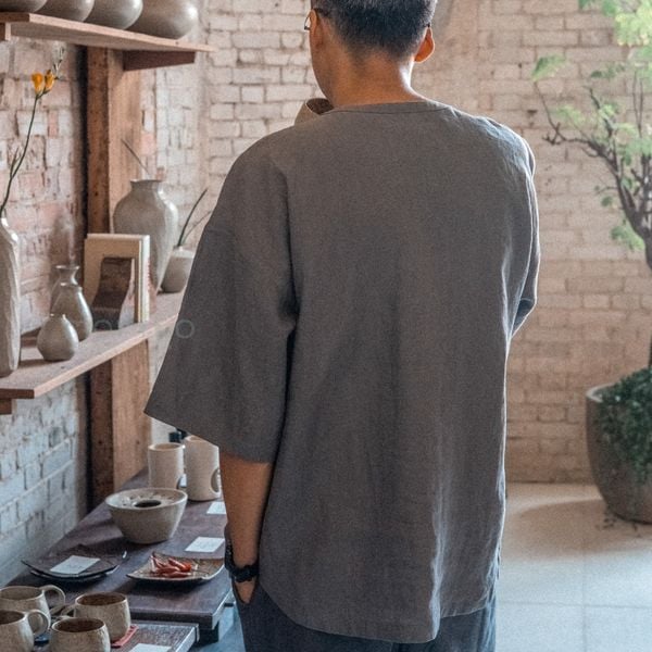  Áo nam cổ tròn tay ngắn - Xám 