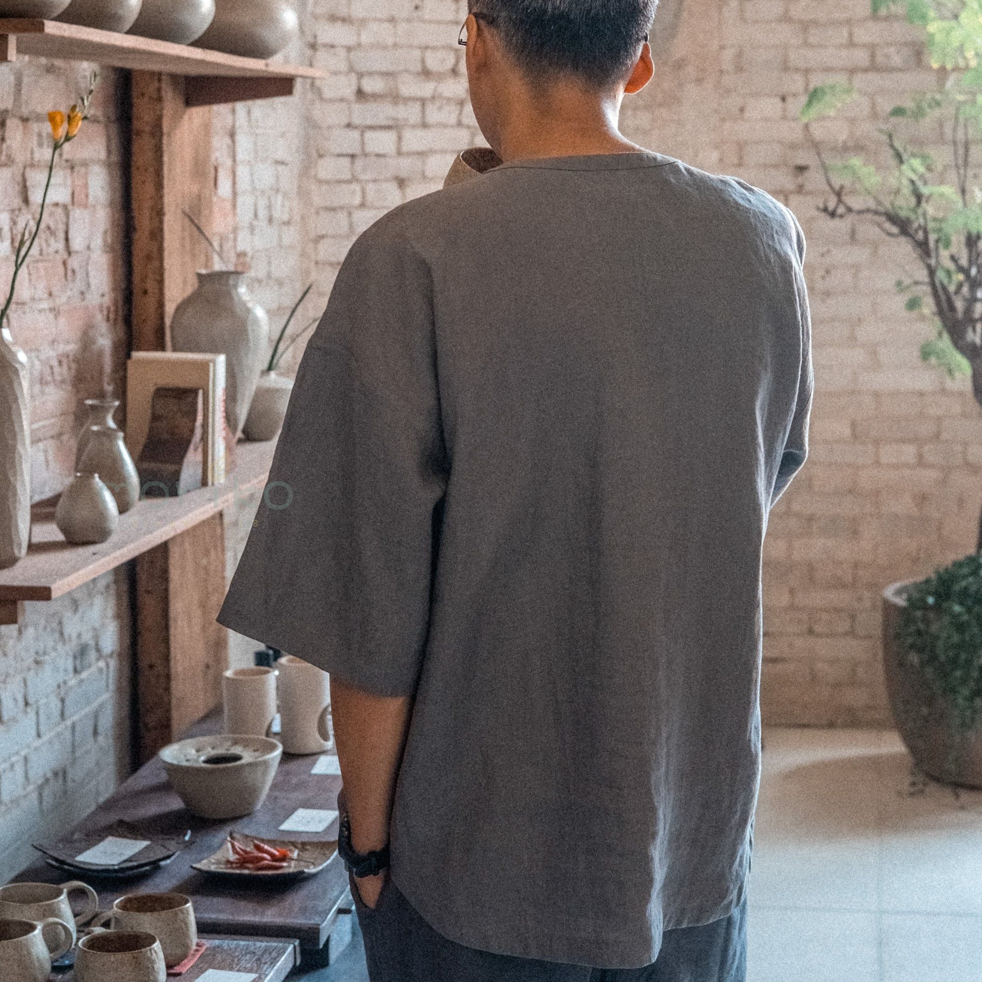  Áo nam cổ tròn tay ngắn - Xám 