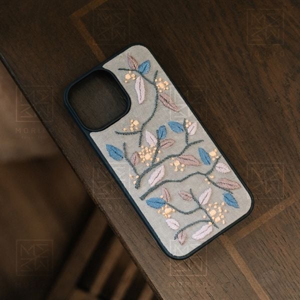  Case Iphone - Cành lá - Xám 