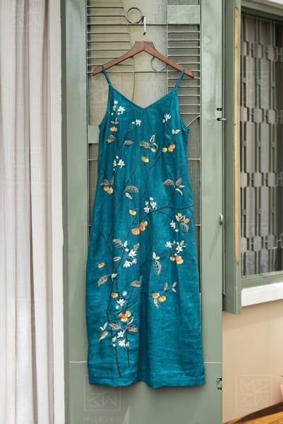  Yuzu Dress (Đầm hai dây thêu cành quýt) 
