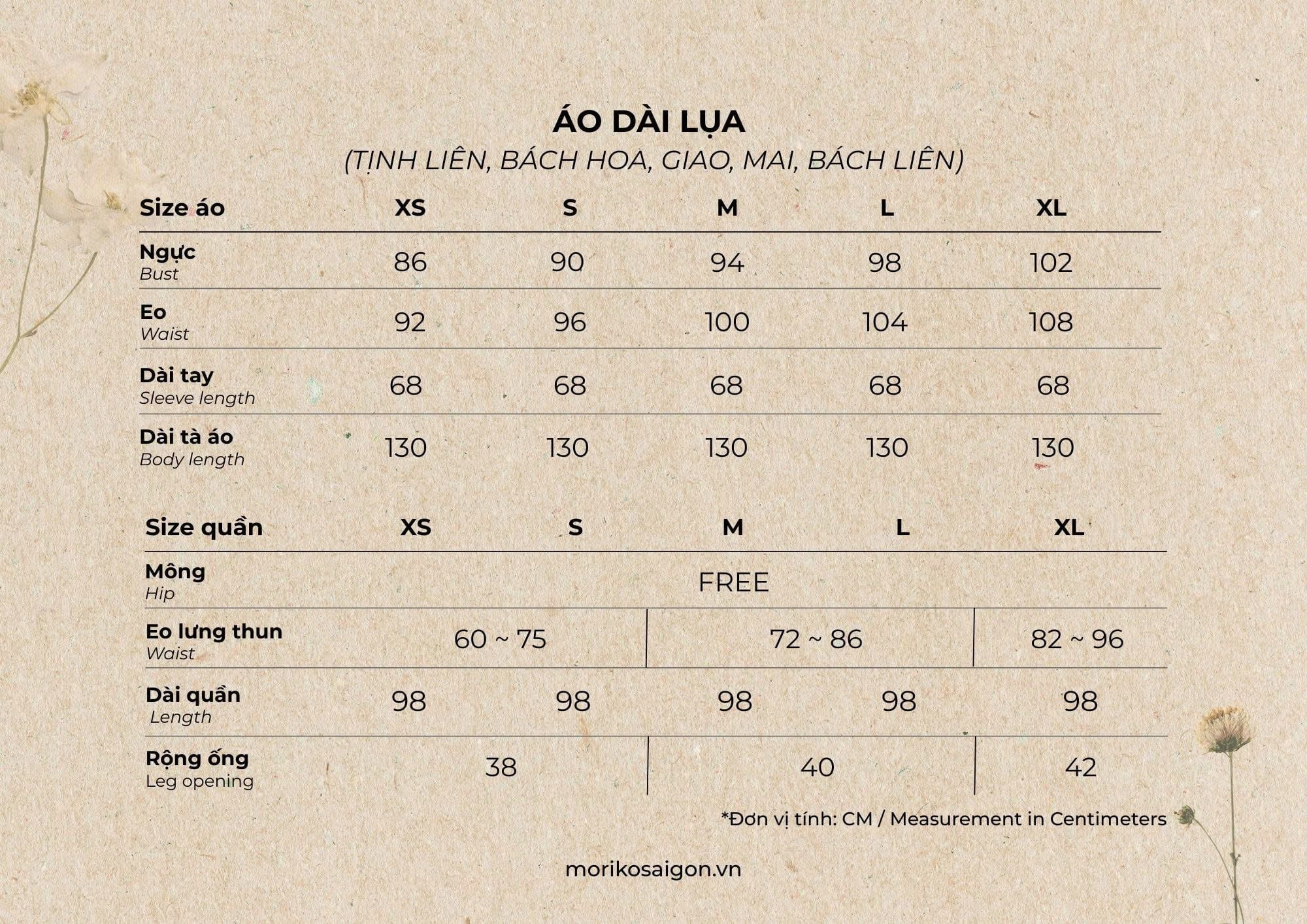  Áo dài MAI (Áo dài lụa Nha Xá có thêu kèm quần lụa lưng thun) 