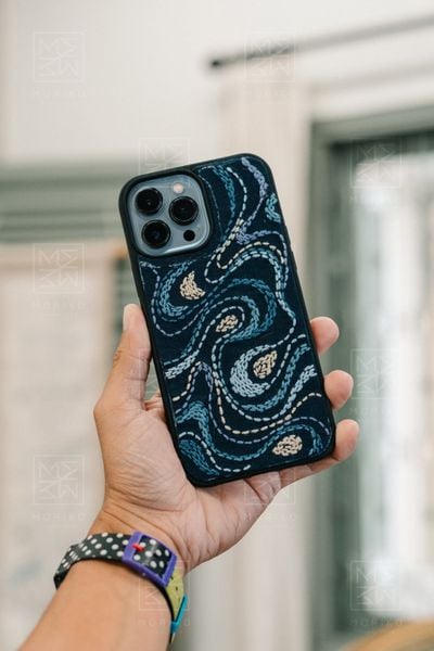  Case Iphone - Sashiko - Xanh navy 