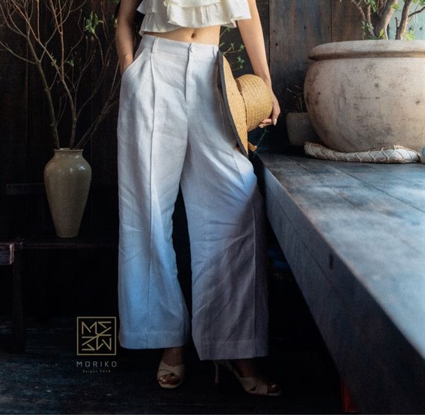  Quần tây suông chần ly trước 