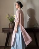  Áo dài Lollipop thêu hoa rơi (quần ống rộng) 