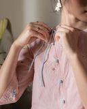  Áo dài Lollipop thêu hoa rơi (quần ống rộng) 