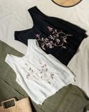  Fuuka Top (Áo sát nách linen thêu cành) 
