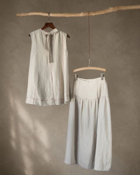  Chân váy thêu đột chỉ 
