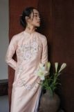  Áo dài tơ tằm thêu hoa hồng leo (quần muối tiêu) 