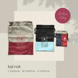  Túi rút ghép vải Moriko thêu tay 