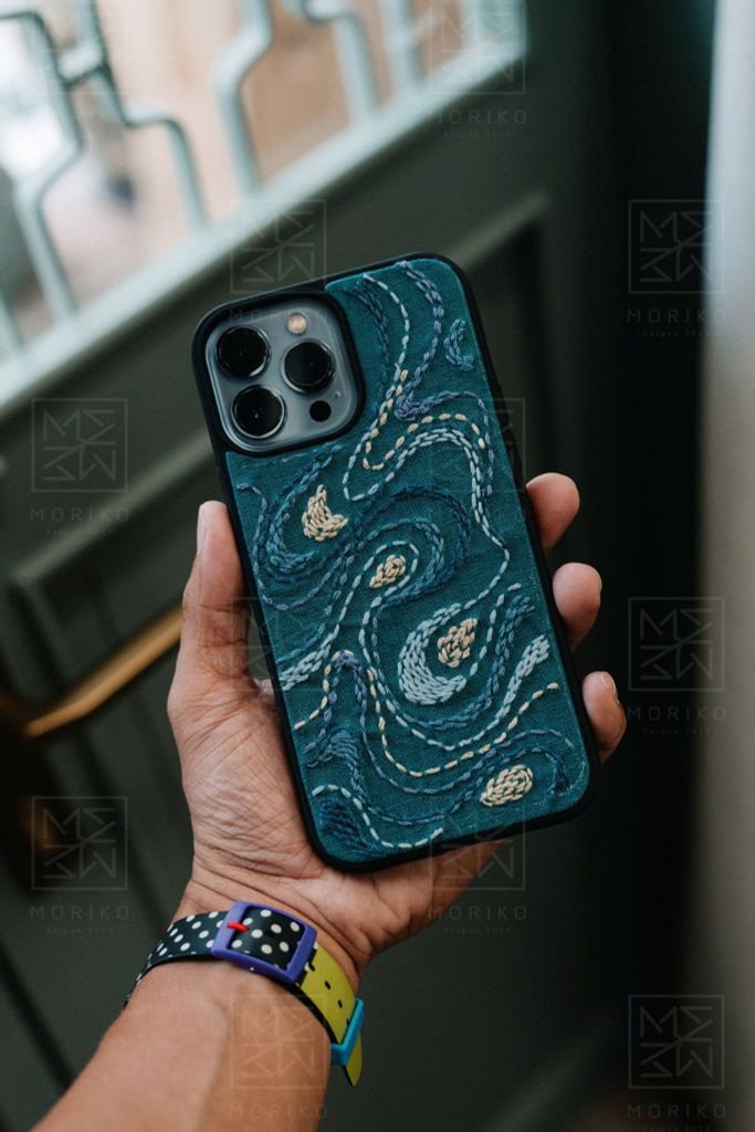  Case Iphone - Sashiko - Xanh cổ vịt 