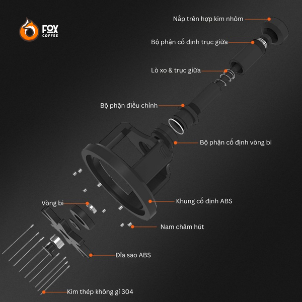Dụng Cụ Khuấy Tơi Bột Cà Phê Fox Coffee NOVA | Rotary Magnetic Dispersing Needle WDT