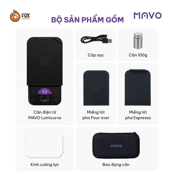 Cân Điện Tử Thông Minh Pha Cà Phê Lumicurve | MAVO Coffee Precision Scale