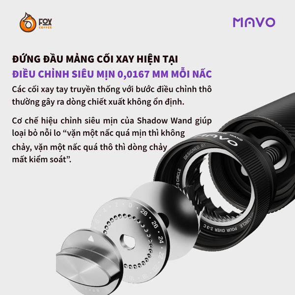 Cối Xay Cà Phê Cầm Tay MAVO Shadow Wand | Hand Coffee Grinder