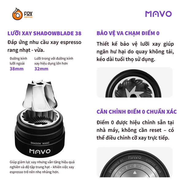 Cối Xay Cà Phê Cầm Tay MAVO Shadow Wand | Hand Coffee Grinder