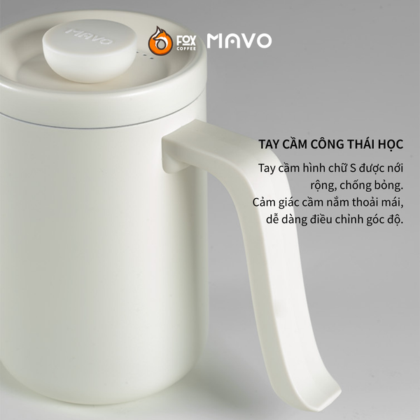 Ấm Cổ Ngỗng Pha Cà Phê Pour Over 600ml Bằng Thép Không Gỉ MAVO | DEEP FLOW DRIPPING KETTLE PRO