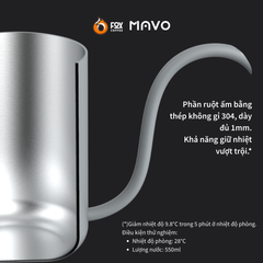 Ấm Cổ Ngỗng Pha Cà Phê Pour Over 600ml Bằng Thép Không Gỉ MAVO | DEEP FLOW DRIPPING KETTLE PRO