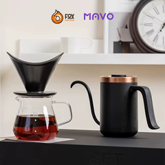 Ấm Cổ Ngỗng Pha Cà Phê Pour Over 600ml Bằng Thép Không Gỉ MAVO | DEEP FLOW DRIPPING KETTLE PRO
