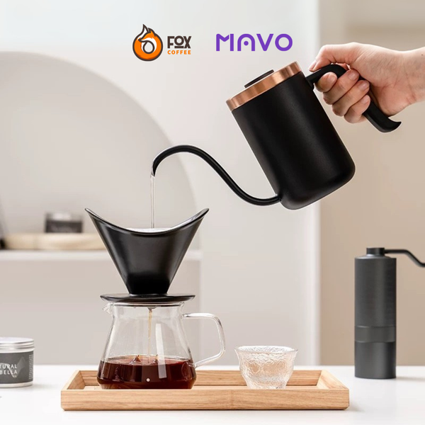 Ấm Cổ Ngỗng Pha Cà Phê Pour Over 600ml Bằng Thép Không Gỉ MAVO | DEEP FLOW DRIPPING KETTLE PRO