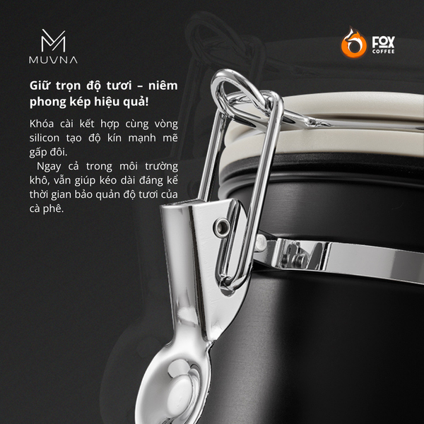 Hộp Đựng Hạt Cà Phê Van Xả Một Chiều 500g MUVNA | Coffee Bean Dispenser with One-Way Flush Valve
