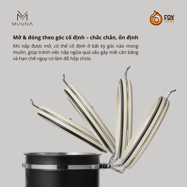 Hộp Đựng Hạt Cà Phê Van Xả Một Chiều 500g MUVNA | Coffee Bean Dispenser with One-Way Flush Valve