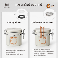 Hộp Đựng Hạt Cà Phê Van Xả Một Chiều 500g MUVNA | Coffee Bean Dispenser with One-Way Flush Valve