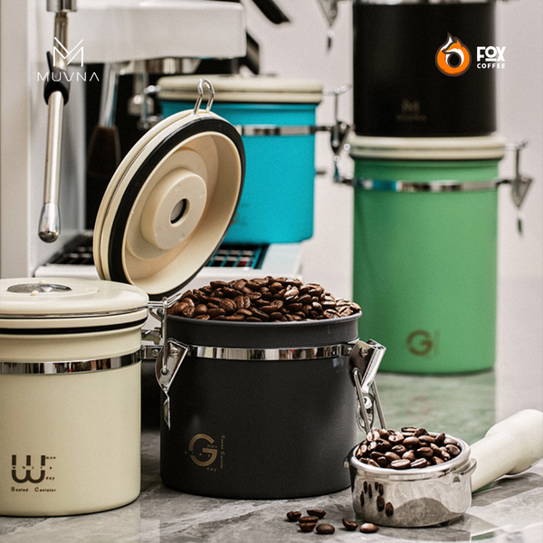 Hộp Đựng Hạt Cà Phê Van Xả Một Chiều 500g MUVNA | Coffee Bean Dispenser with One-Way Flush Valve