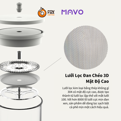 Bình Thủy Tinh Pha Cà Phê Kiểu Pháp 350ml MAVO | French Press Coffee Maker