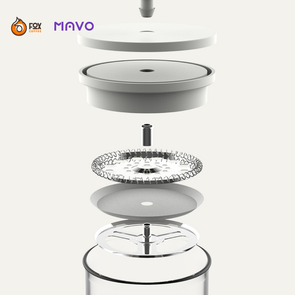 Bình Thủy Tinh Pha Cà Phê Kiểu Pháp 350ml MAVO | French Press Coffee Maker