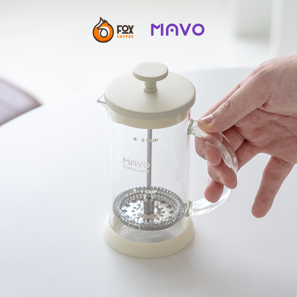 Bình Thủy Tinh Pha Cà Phê Kiểu Pháp 350ml MAVO | French Press Coffee Maker