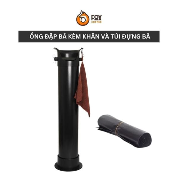 Hộp Đập Bã Cà Phê Dạng Đứng Ống Tròn Tặng Kèm Khăn & Túi Rác | Coffee Knock Box Tube