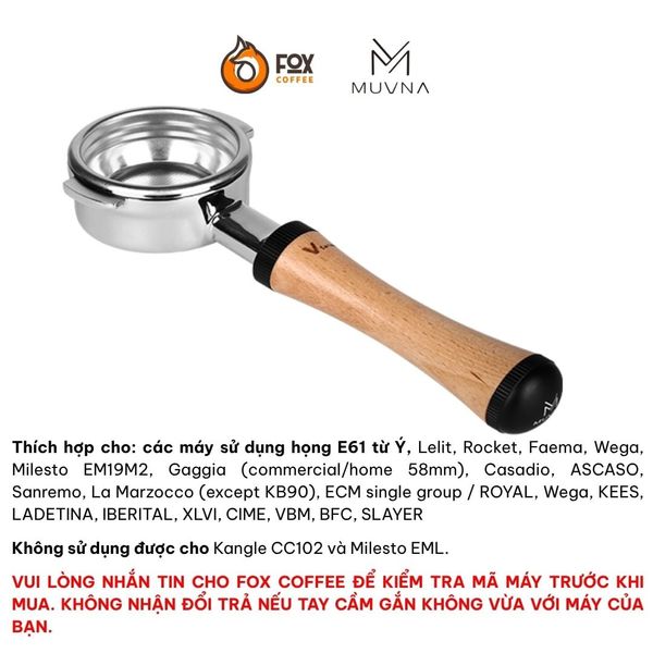 Tay Cầm Không Đáy Pha Cà Phê 58mm V-series MUVNA | Bottomless Coffee Portafilter