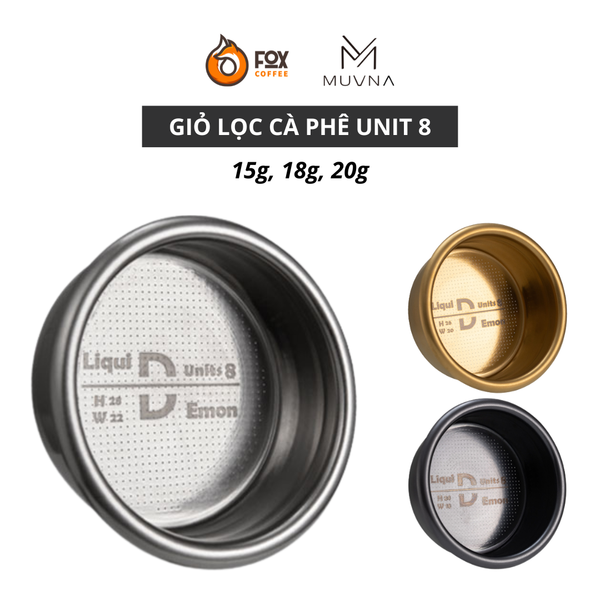 Giỏ Lọc Cà Phê Unit 8 Bằng Thép Không Gỉ Phủ Lớp Titanium 58mm MUVNA | Unit 8 Precision Basket Titanium