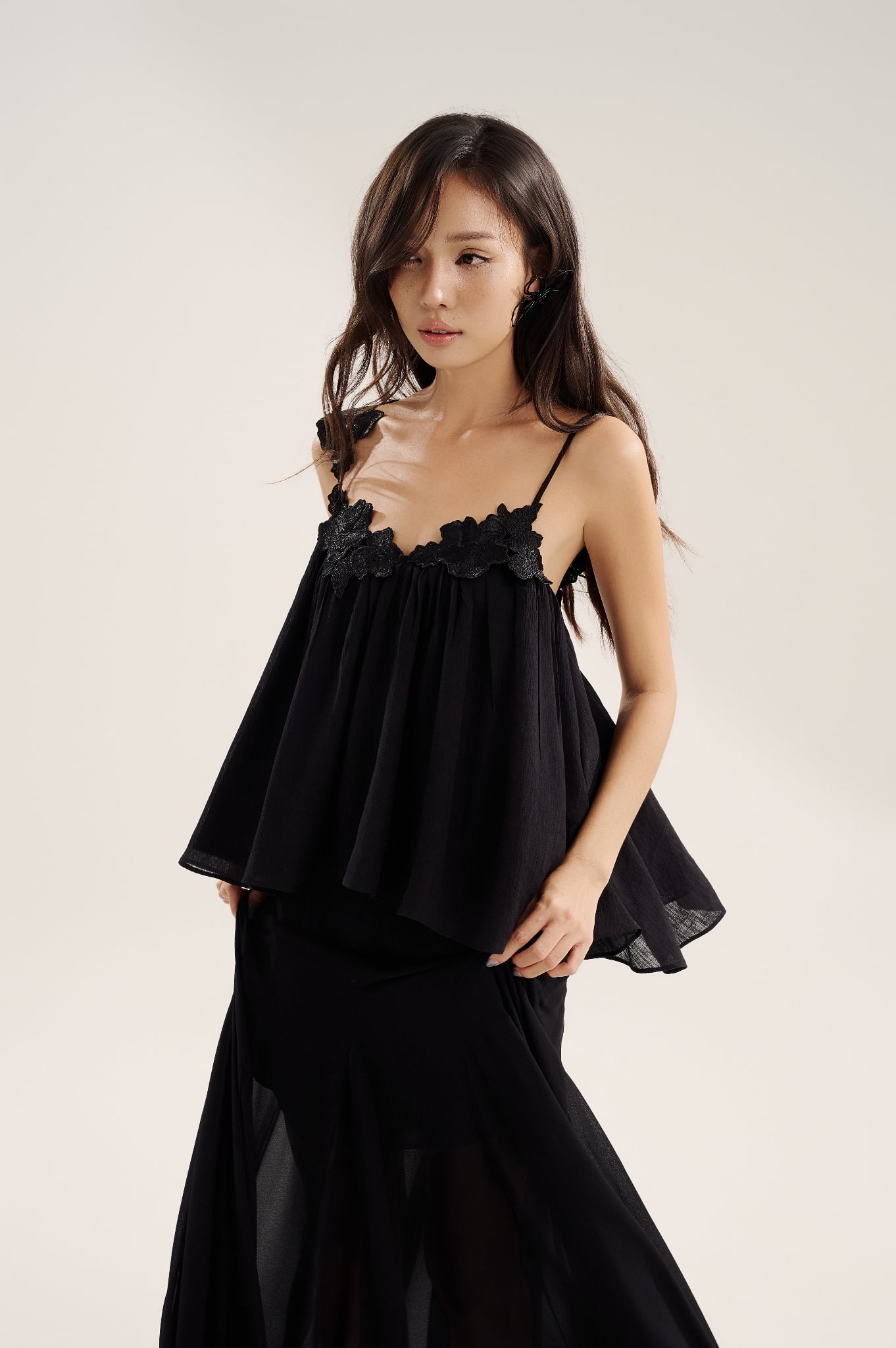 Rosa Top | Áo Dáng Xoè Phối Hoa
