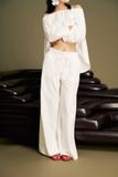 Puff Pants in White | Quần Ống Rộng Lưng Dún Bèo