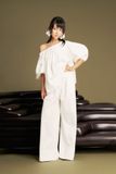 Puff Pants in White | Quần Ống Rộng Lưng Dún Bèo