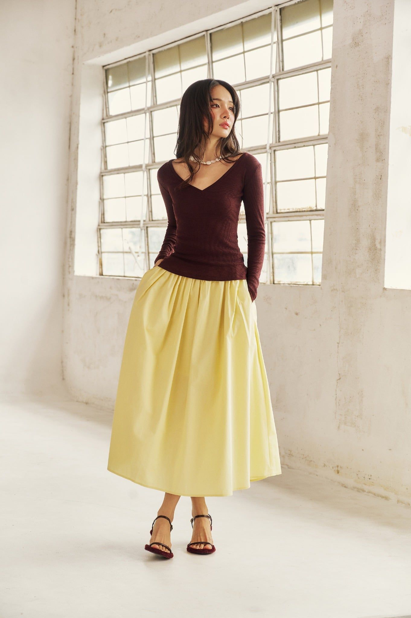 Olli Skirt | Chân Váy Midi Xếp Nếp