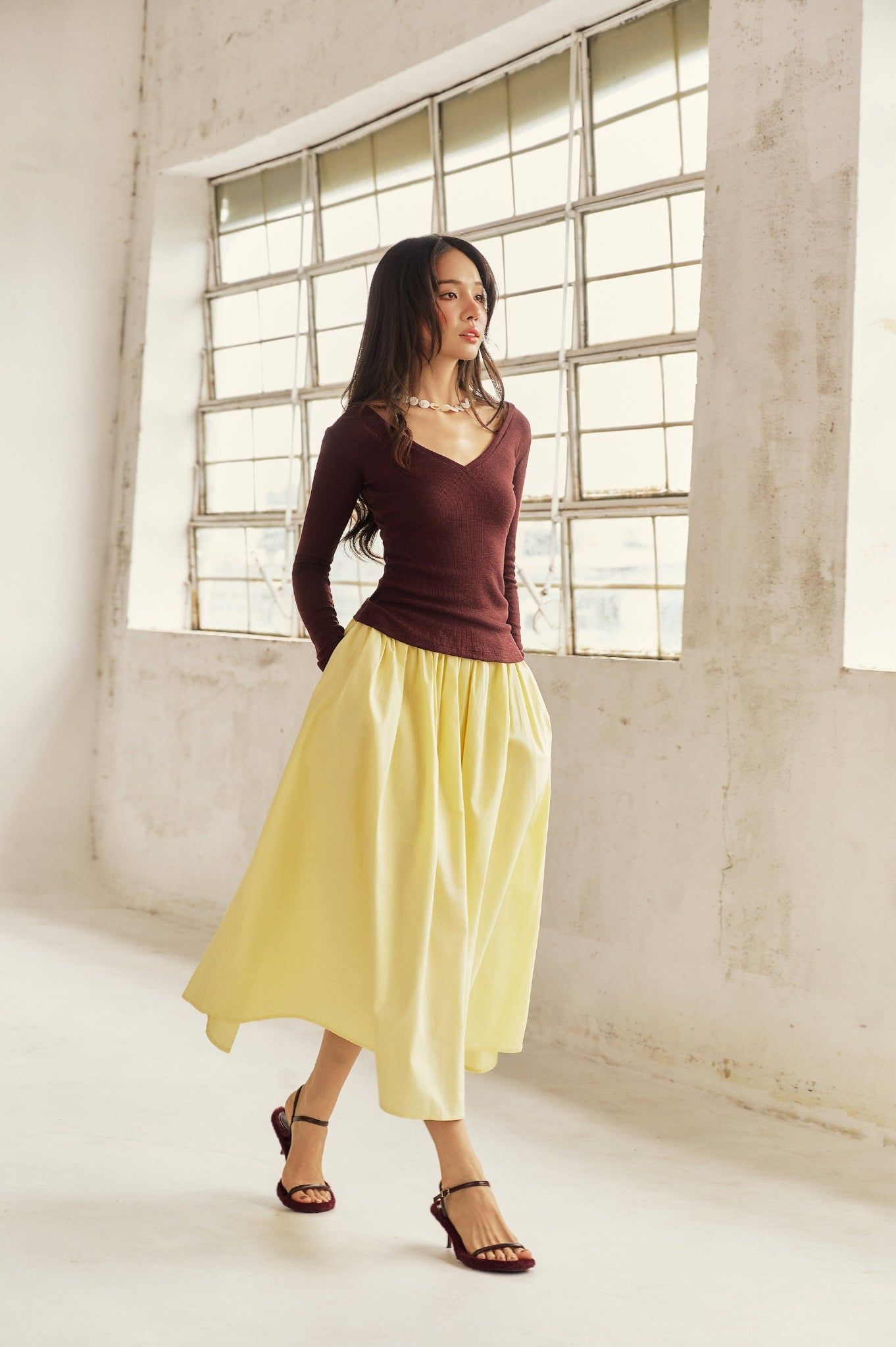 Olli Skirt | Chân Váy Midi Xếp Nếp