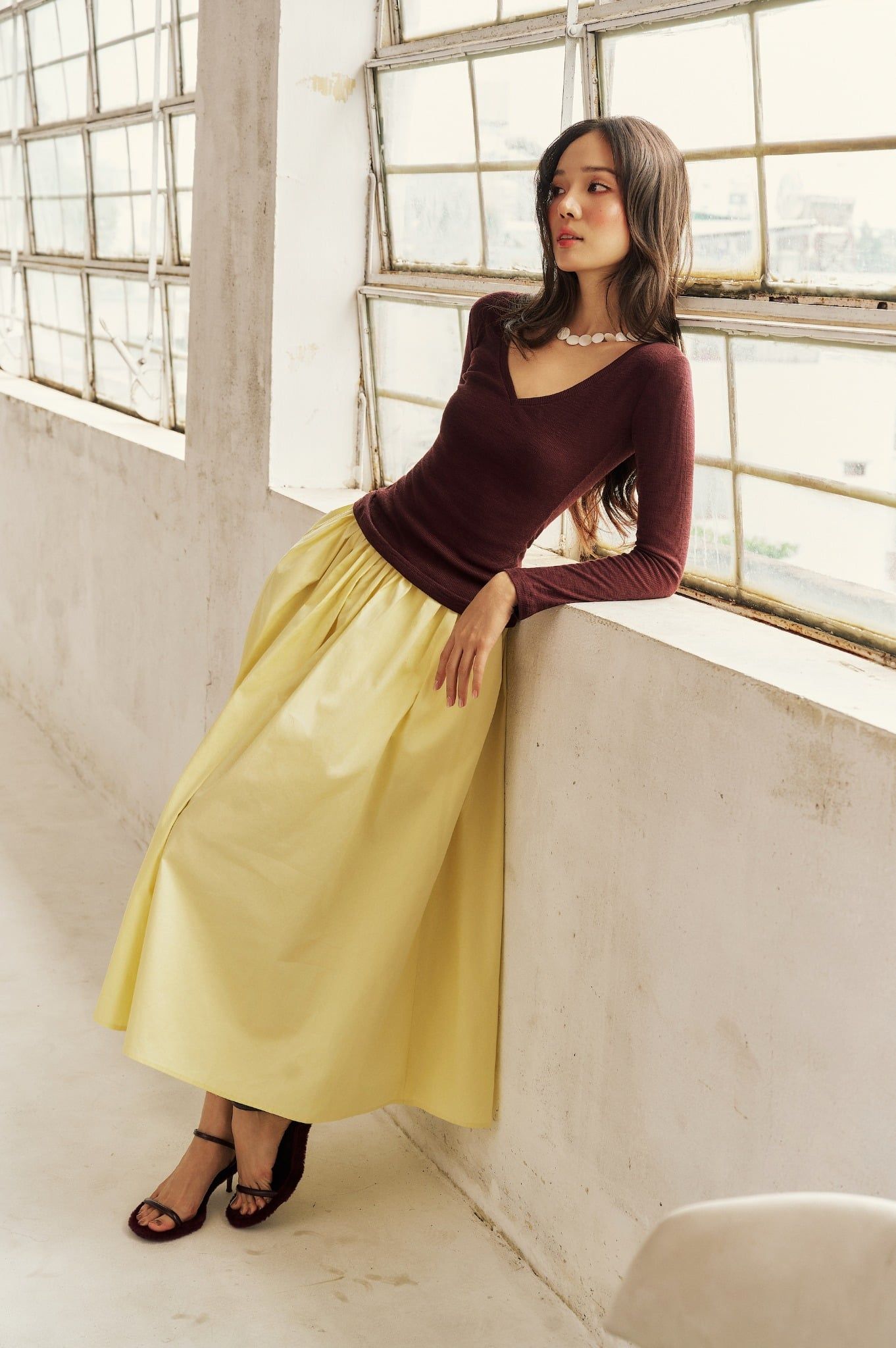 Reve Top | Áo Dệt Kim Cổ Tim