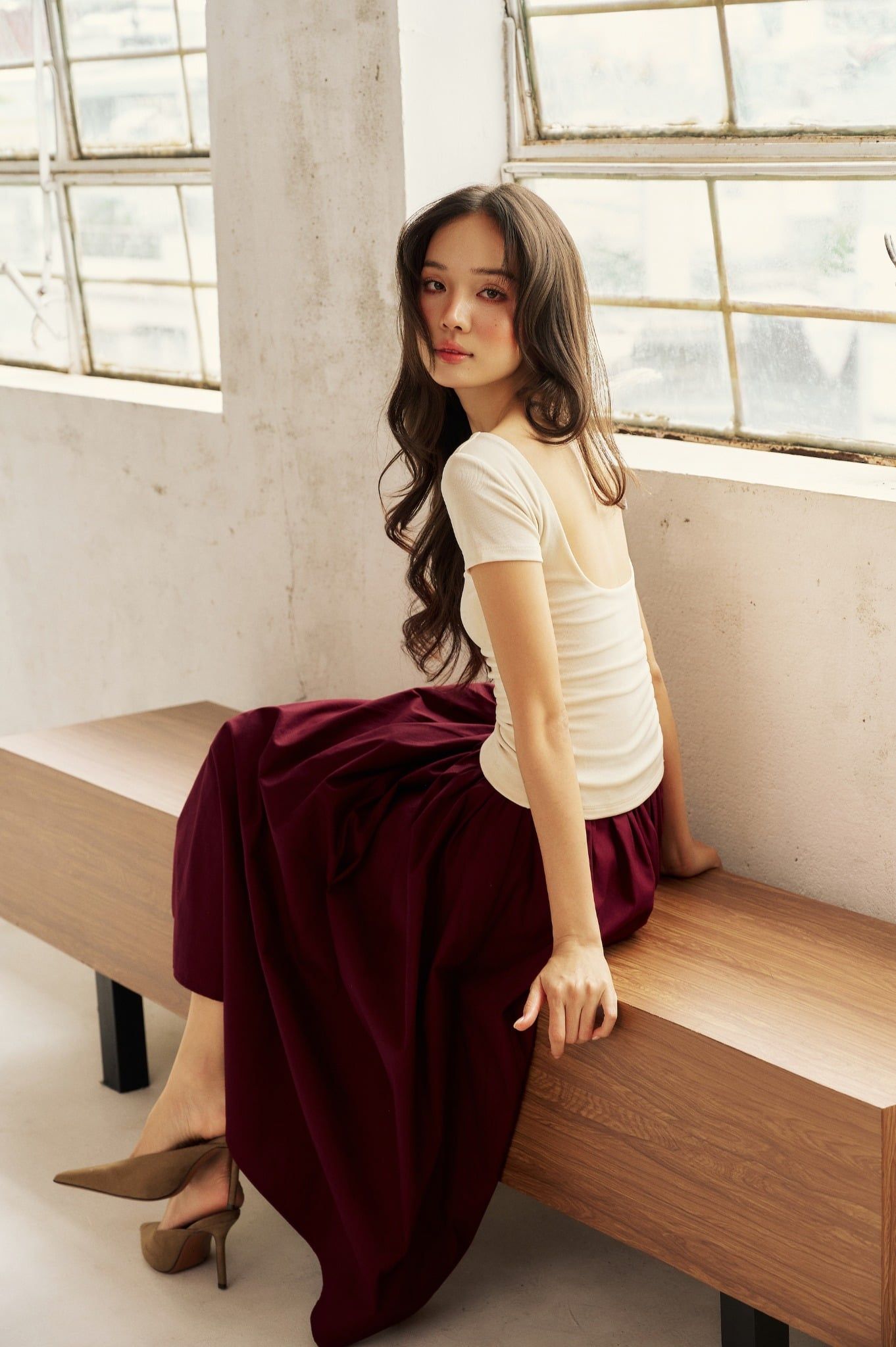 Olli Skirt | Chân Váy Midi Xếp Nếp