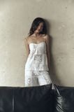 Panel Top in White | Áo Hai Dây Thêu