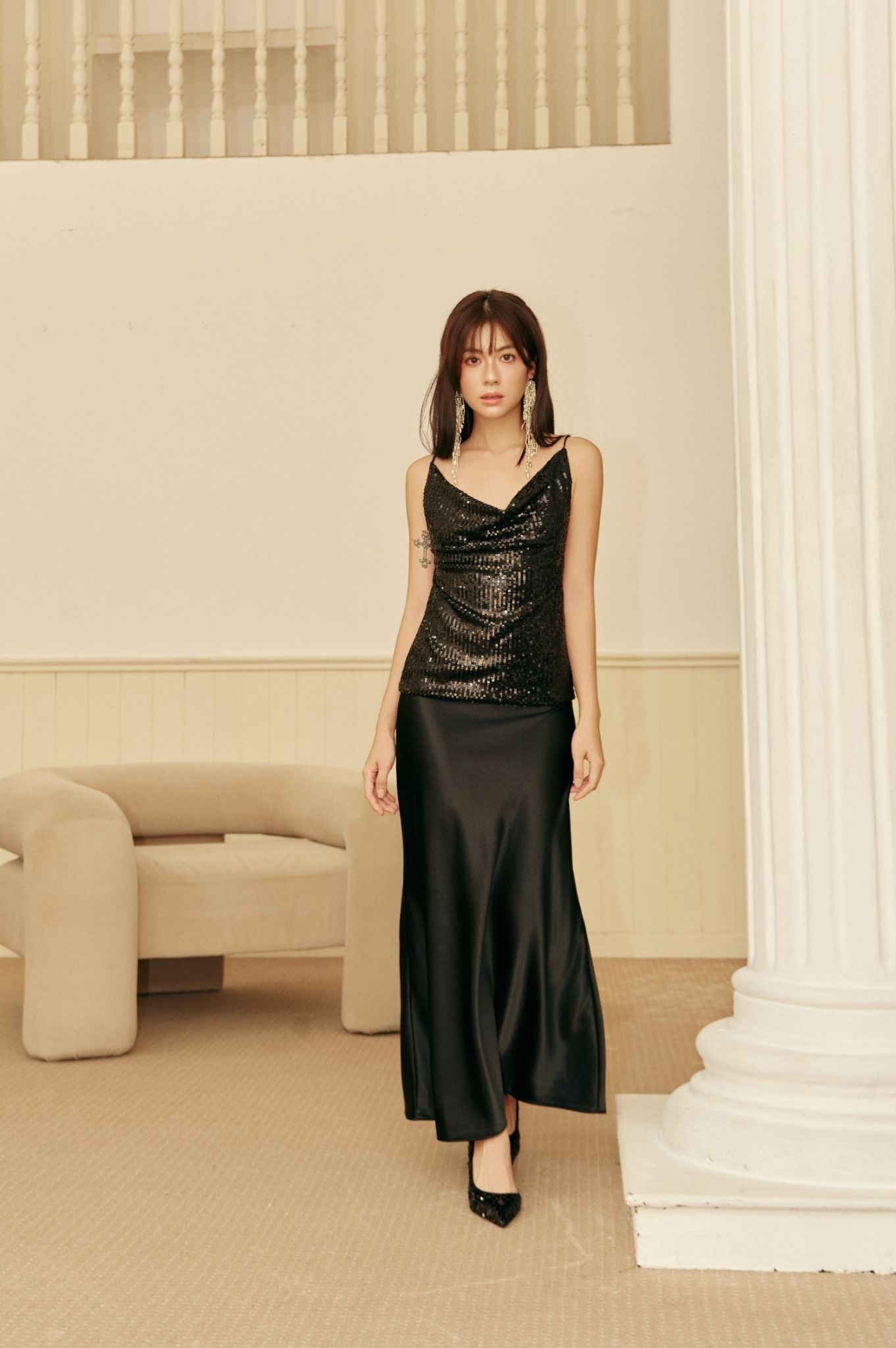 Glitter Top | Áo Kim Sa Cổ Đổ