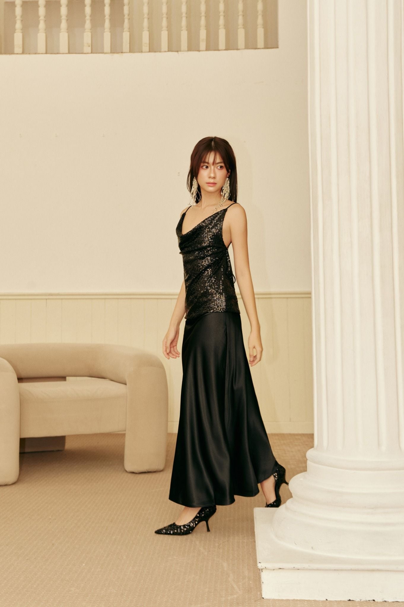 Glitter Top | Áo Kim Sa Cổ Đổ