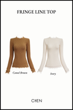 Fringe Line Top in Camel Brown | Áo Chi Tiết Tua Rua