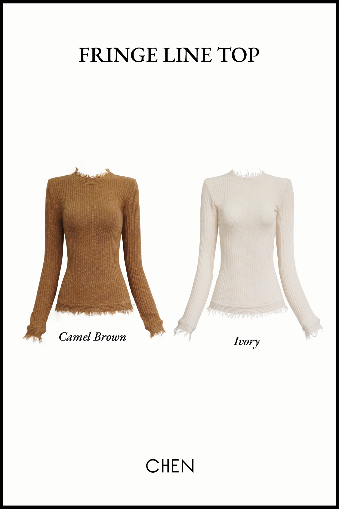 Fringe Line Top in Camel Brown | Áo Chi Tiết Tua Rua