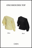 One Shoulder Black Top | Áo Lệch Vai Tay Dài