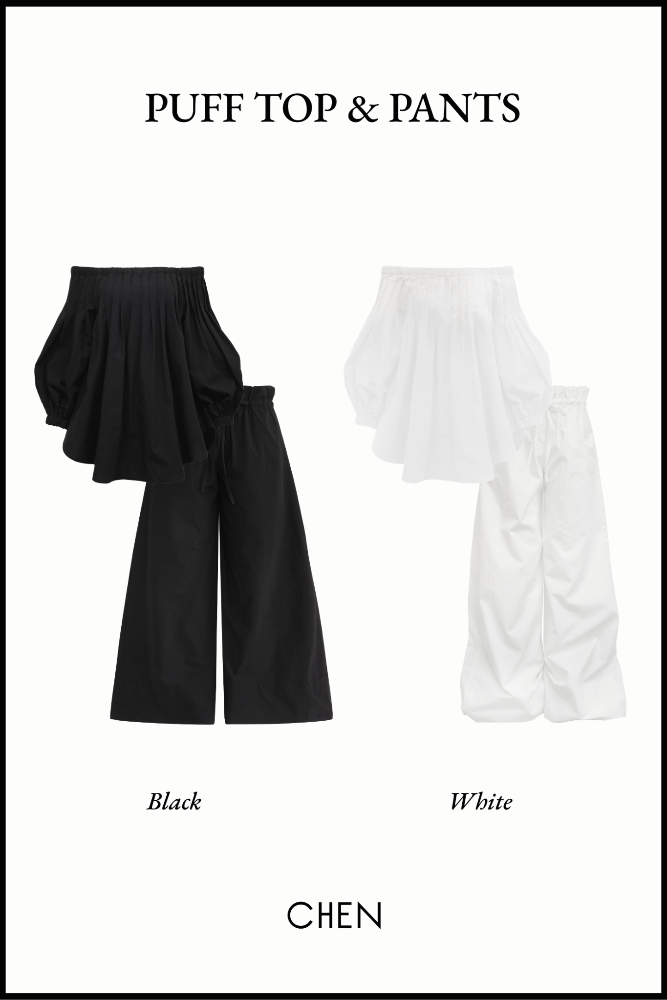 Puff Pants in White | Quần Ống Rộng Lưng Dún Bèo