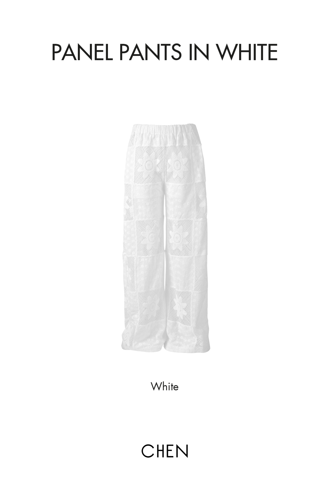 Panel Pants in White | Quần Ống Rộng Thêu