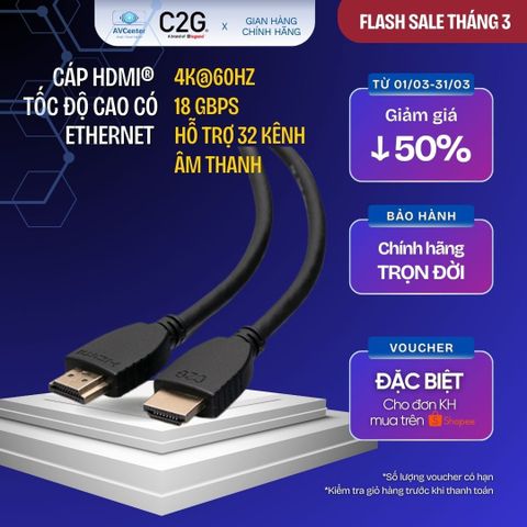 Cáp HDMI™ C2G Legrand Core Series High Speed với Ethernet - 4K 60Hz (Set 2-3 dây cáp, Chiều dài: 0.9m-3.1m)