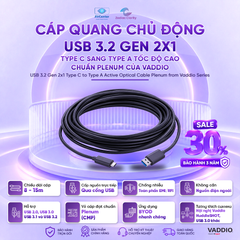 Cáp Quang Chủ Động USB 3.2 GEN 2x1 Type C Sang Type A, Dài 8-15m Tốc Độ Cao Chuẩn Plenum Của VADDIO