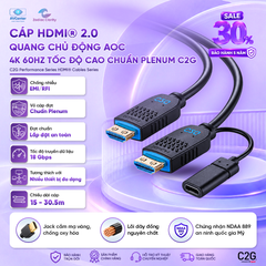 Cáp HDMI® 2.0 Quang Chủ Động AOC 4K 60HZ Tốc Độ Cao Chuẩn Plenum, dài 15 - 30.5 mét, 18Gbps C2G